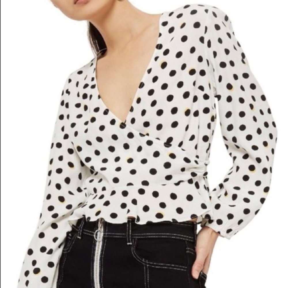 Topshop Shadow Spot Print Top US size 6